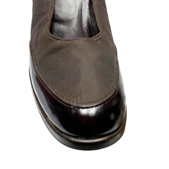 VIA SPIGA Neiman Marcus Brown Textile Leather Block‎ Heel Pumps - Picture 6 of 11